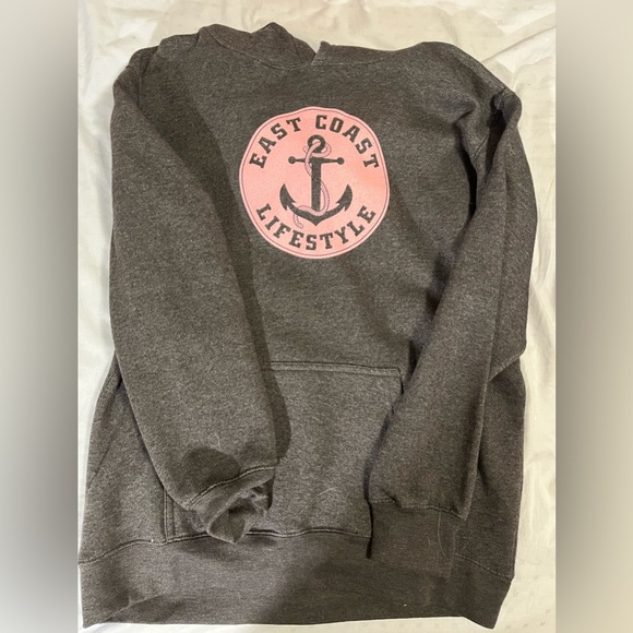 East coast lifestyle sweater dark grey il with pink logo - Picture 1 of 2